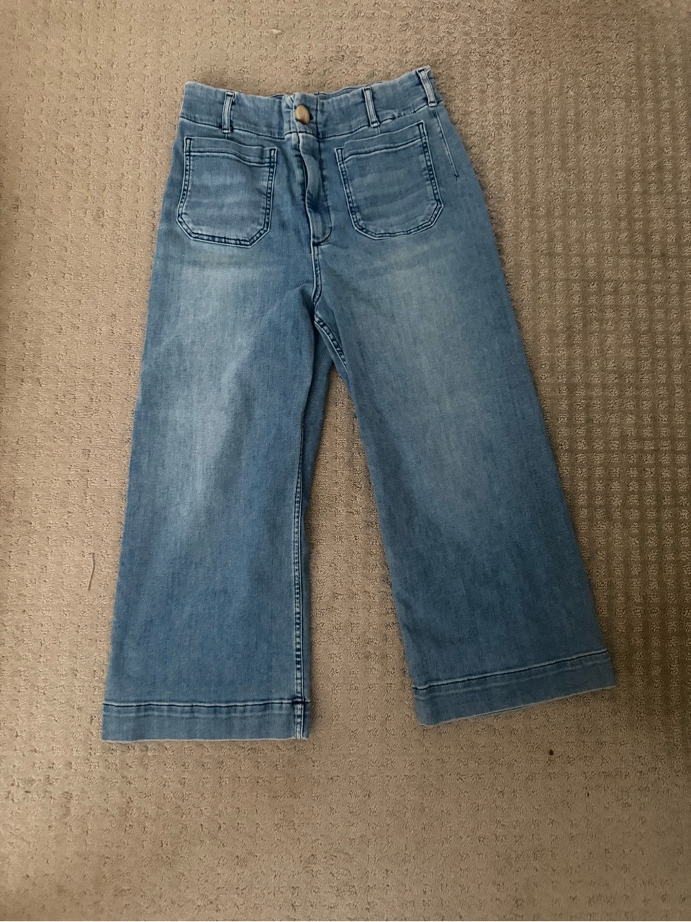 Maeve Light Blue Wide-Leg Jeans with Front Patch Pockets